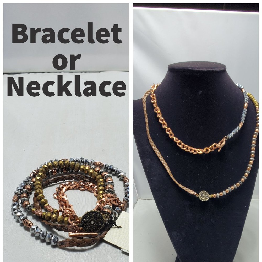 Buckle tricolor wrap bracelet or can be a necklace
